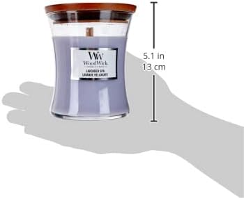 WoodWick Lavender Spa Gifts for Women and Men, 9.7 oz Medium Hourglass Candle with Crackling Wick