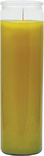 INDIO 7 Day Glass Plain Color Glass Candles 8" Tall - Yellow