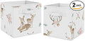 Sweet Jojo Designs Blush Pink, Mint Green and White Boho Organizer Storage Bins for Woodland Deer Floral Collection - Set of 2