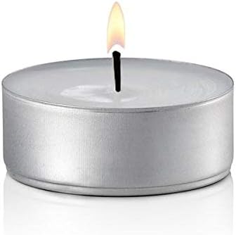 200 Unscented Tea Lights Candles White, Smokeless, Dripless & Long Lasting Paraffin Small Votive Mini Tealight Candle for Home, Pool, Shabbat, Weddings & Emergencies (200-Pack)
