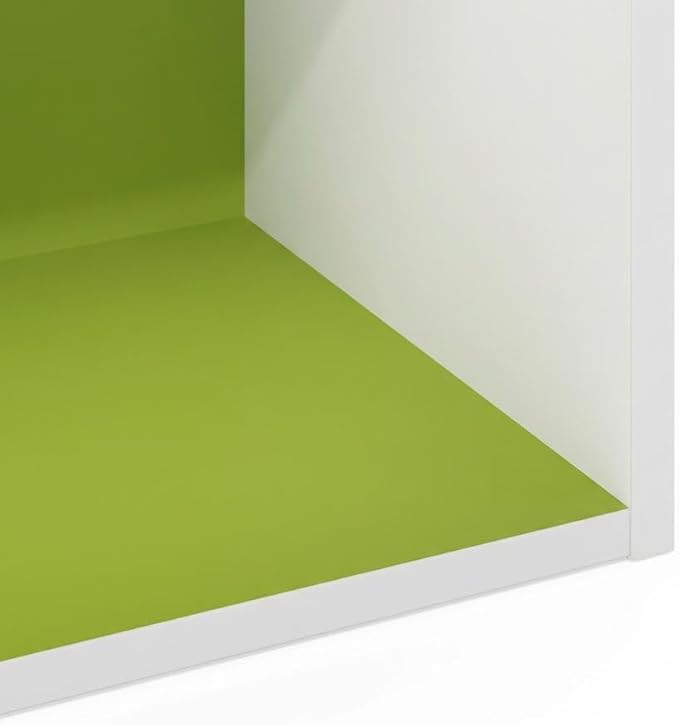 Furnifact Green White 2-Tier Open Shelf Bookcase with Wood Material, Modern Design, Space-Saving Storage Solution for Living Room and Office