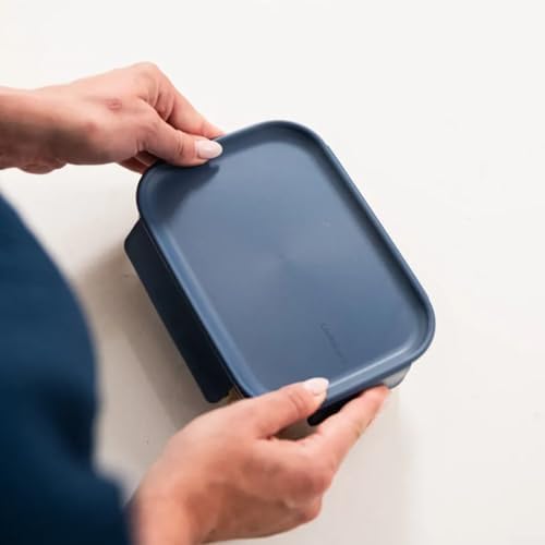 LocknLock LBF404RS5N Bisfree Modular Plus Food Storage Containers for Lunch, Meal Prep, Stackable, BPA-Free, Leakproof, Microwave, Dishwasher, Freezer-Safe, 10 Pieces, 5 Boxes and 5 Lids, Navy, 910ml