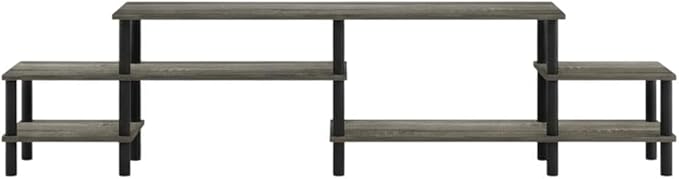 Grey Wood TV Stand for up to 80 Inch Flat Screen, Spacious Storage, Open Shelves, Durable Construction, Modern Design, Living Room