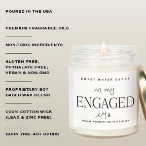 Sweet Water Decor in My Engaged Era Candle - Engagement and Bridal Shower Gifts for Her - 9 oz Soy Candle in Clear Jar with 40+ Hours Burn Time, Made in The USA