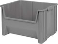 Akro-Mils 13017 Stak-N-Store Heavy Duty Stackable Open Front Plastic Storage Container Bin, (15" x 20" x 12-1/2"), Gray, (3-Pack)