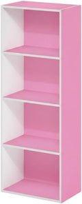 Furnifact Pink White Bookcase with Elegant Wooden Design, Spacious Shelves, Durable Wood Material, and Modern Home Office or Living Room Storage
