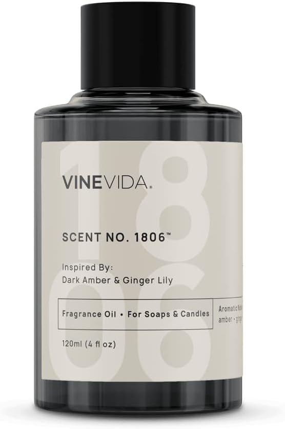 VINEVIDA [120mL] Dark Amber & Ginger Lily Fragrance Oil for Candle Making - Natural Candle Oil Scents - Soap Making Essential Oil - Made in USA