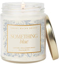 Sweet Water Decor Something Blue Wedding Candle, Non-Toxic Soy Wax, Leather, Iris, and Sandalwood Scent for Relaxation, Gift for Bride, 40 Hours Burn Time - 9oz Gold Lid, Clear Jar