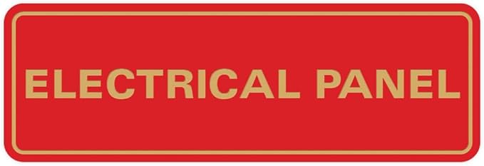 All Quality Standard Electrical Panel Wall or Door Sign - Durable Material | Clear and Functional Sign | Easy Installation‌ - Red/Gold - Small (5 Pack)