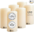 Pillar Candles, Handmade in Europe, 6 Pack – RSPO Certified, Dripless & Smokeless Velas, Long Burning Candles 45 Hours per Large Candle, Unscented Candle Set (6 pcs, Ø 2.4 in x H 4.7 in, Off-White)
