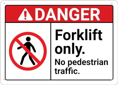 Danger Forklift Only No Pedestrian Traffic Sign 12 X 8 Inch Metal Sign, Rustproof Aluminum, Multicolor