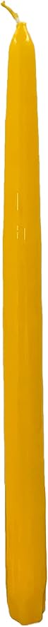 D'light Online Elegant Unscented Daffodil 12" Yellow Taper Candles Premium Quality Hand-Dipped Tapered Candles, Dripless and Smokeless - Set of 12 Individually Wrapped (12 Inch, Daffodil)