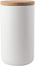 YYW Ceramics Food Storage Jar Canister with Airtight Seal Bamboo Lid, Simple Style Kitchen Canister for Food Storage, Store Coffee, Sugar, Tea, Spices and More (White (33.81oz/1000ml))
