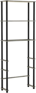 Furnifact French Oak Grey Black Toilet Space Saver with 3 Shelves, Wall-Mount Design, Modern Style, Durable Material, Ideal for Bathroom Storage