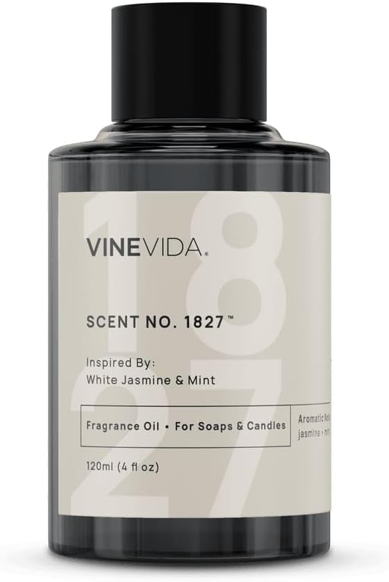 VINEVIDA [120mL] White Jasmine & Mint Fragrance Oil for Candle Making - Natural Candle Oil Scents - Soap Making Essential Oil - Made in USA