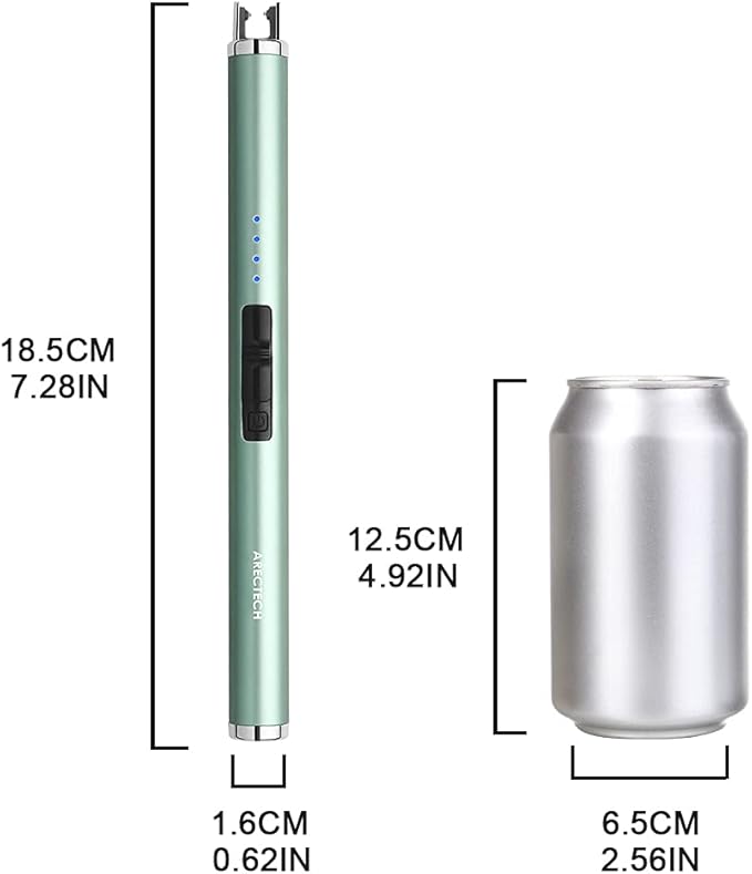 ARECTECH Rechargeable Electric Candle Lighter, Christmas Stocking Stuffers Gifts for Mom Men Wife, Arc Plasma Windproof Lighter for Candle Kitchen Birthday with Type-C Cable, Green