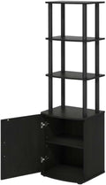 Furnifact Blackwood and Black 3 Tier TV Stand, Modern Living Room Media Console with Storage Cabinet, Wooden Construction and Sleek Entertainment Design