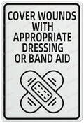 Warning Sign Tin Sign Vintage Tin Poster Cover Wounds With Appropriate Dressing Or Band Aid Door Or Wall Sign Metal Tin Vintage Aluminum Sign For Home Coffee Wall Decor 8X12Inch