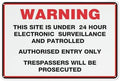 Aluminum Sign Vintage Aluminum Poster Warning This Site Is Under 24 Hour Electronic Surveillance Metal Signs 12X8 Inch Rust Free Aluminum Uv Ink Printing Durable/Weatherproof Outdoor For Home