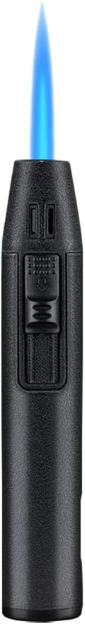 Navpeak Mini Torch Lighter Windproof Jet Blue Flame Lighters Compact Portable with Gas Window Refillable Butane Torch for Candle Craft Outdoor BBQ Grill (Butane Not Included)(Matte Black)