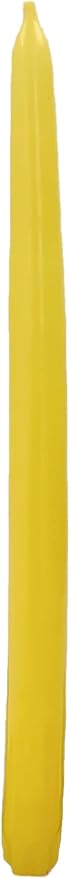 D'light Online Elegant Unscented 12" Yellow Taper Candles Premium Quality Hand-Dipped Tapered Candles, Dripless and Smokeless - Set of 12 Individually Wrapped (12 Inch, Yellow)