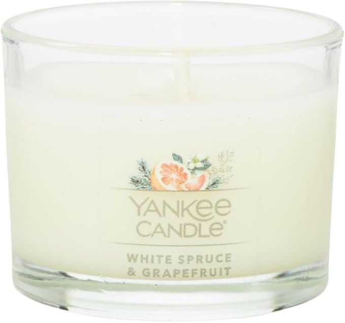 Yankee Candle Signature Votive Mini Candle Jar, White Spruce & Grapefruit Scent, Natural Soy Wax Blend Candle with Natural Fiber Wick, 1.3 OZ Glass Jar (Pack of 12)