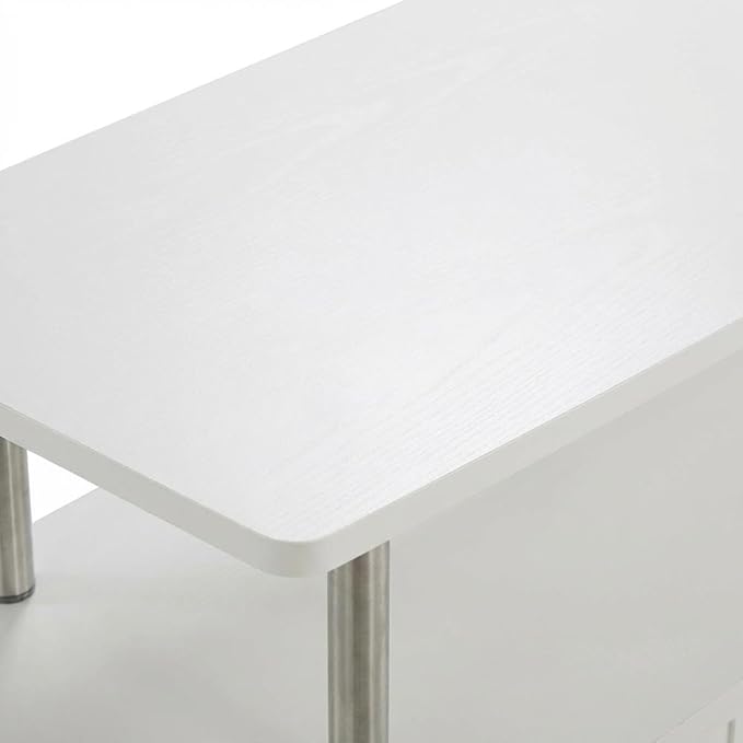 Furnifact White TV Stand, 3 Storage cabinets, Shelf, Supports TVs up to 60 lbs, Modern Style, Particle Board, for TVs up to 55 inches