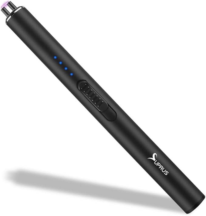 SUPRUS Electric Arc Windproof Flameless USB Rechargeable Lighter with Safety Lock for Candle (Black)