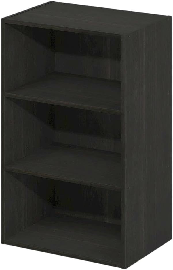 Furnifact Espresso Bookcase, Wood Construction, Modern Design, Durable Storage, Versatile, for Living Room or Office Organization