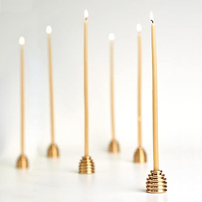 Pure Beeswax Candles, 7.3" Decorative Thin Taper Candles,Honey Scented, Dripless, Smokeless, 40min Burn Time for Birthday, Dinner, Prayer, Church, Hanukkah, Christmas (Yellow, 100 pcs)