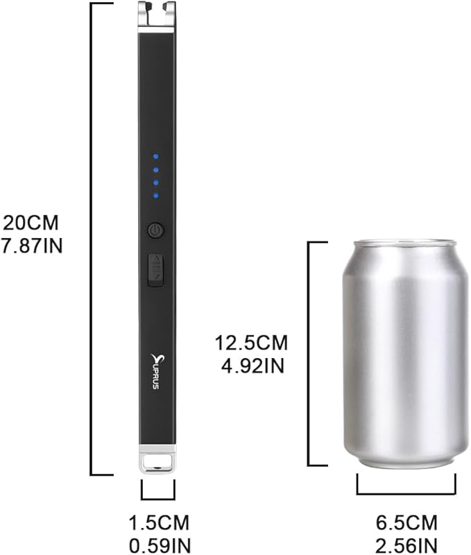 Electric Arc Windproof USB Lighter Flameless Rechargeable Lighter with Safety Lock for Candle (Black, 3Packs)
