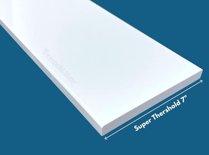 Super White Engineered Marble Threshold for Shower Curb, Bathroom Vanity Backsplash, Window Sill, Door Transitions (7" x 48")