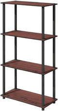 Furnifact Dark Cherry Black Bookcase with Sturdy Wooden Construction, Elegant Storage Solution, Modern Design for Home and Office Organization