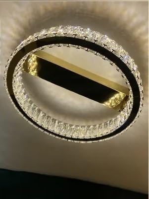 Modern Chandelier, LED Ceiling Hanging Lamps Modern Crystal Gold Round Living Dining Table Room Bedroom Kitchen Home Decor Pendant Chandelier Light(D80CM,Chrome)