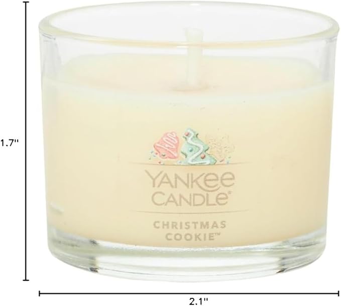Yankee Candle Signature Votive Mini Candle Jar, Christmas Cookie Scent, Natural Soy Wax Blend Candle with Natural Fiber Wick, 1.3 OZ Glass Jar (Pack of 4)