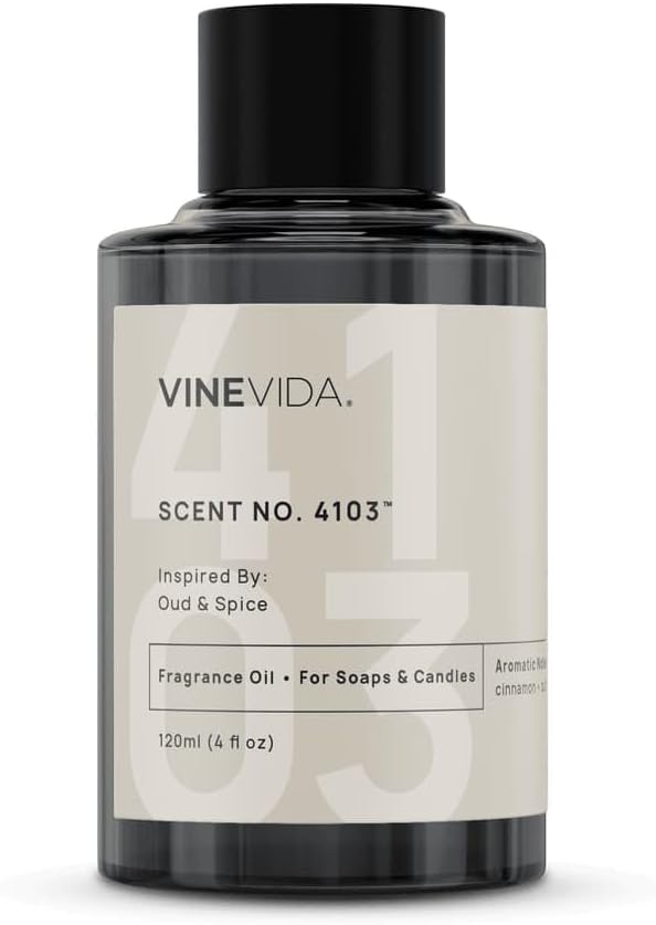 VINEVIDA [120mL] Oud & Spice Fragrance Oil for Candle Making - Natural Candle Oil Scents - Soap Making Essential Oil - Made in USA