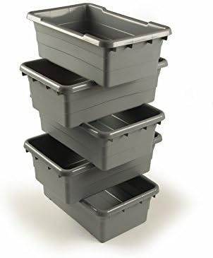 ULTRASOURCE Food Approved Bus Totes/Meat Lug (4 Totes and Matching Lids, Blue)