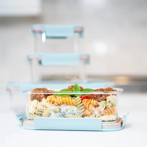 LocknLock LBF406RS2M Modular Plus Food Storage Container,4 set (2 containers & 2 Lids)- Mint