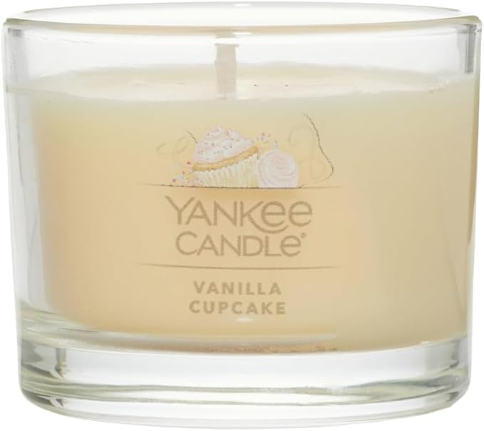 Yankee Candle Signature Votive Mini Candle Jar, Vanilla Cupcake Scent, Natural Soy Wax Blend Candle with Natural Fiber Wick, 1.3 OZ Glass Jar (Pack of 12)