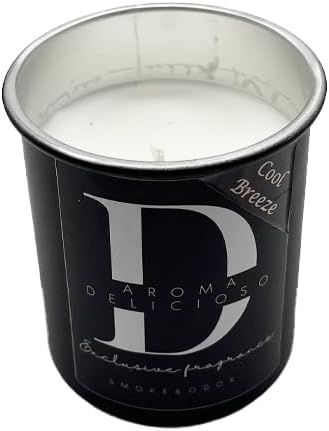 Aroma Delicioso Odor Eliminating Scented Candle - Cool Breeze (Cucumber Melon Scent 8oz Candle Burns 40 to 60 Hours & eliminates Smoke Odor)