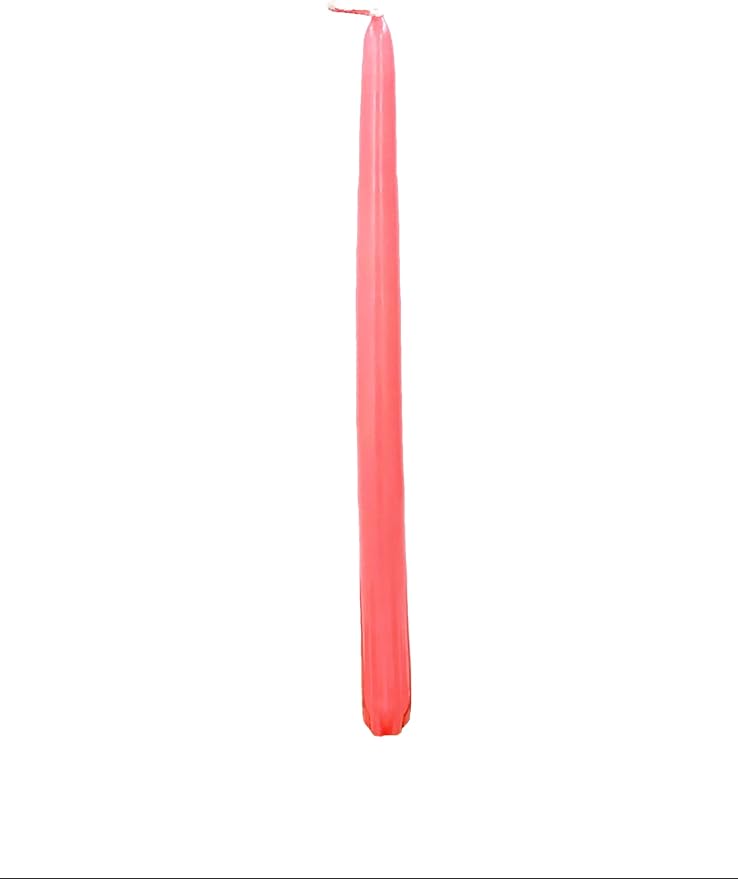 D'light Online Elegant 10" Unscented Coral Taper Candles, Premium Quality Hand-Dipped Tapered Candles, Dripless and Smokeless - Set of 12 Individually Wrapped (10 Inch, Coral)