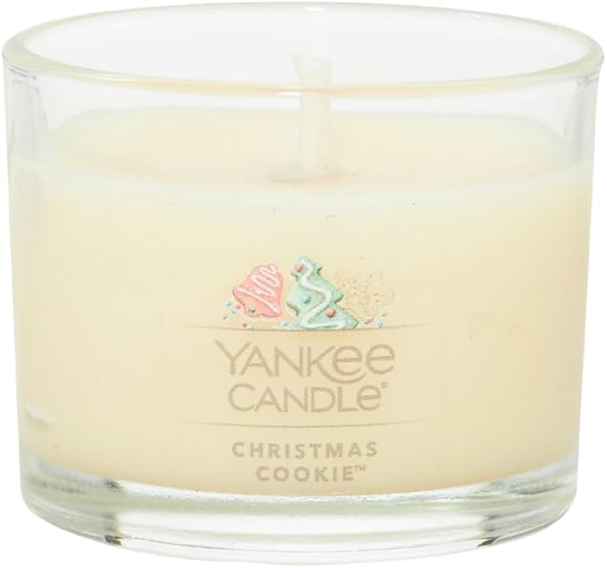Yankee Candle Signature Votive Mini Candle Jar, Christmas Cookie Scent, Natural Soy Wax Blend Candle with Natural Fiber Wick, 1.3 OZ Glass Jar (Pack of 4)
