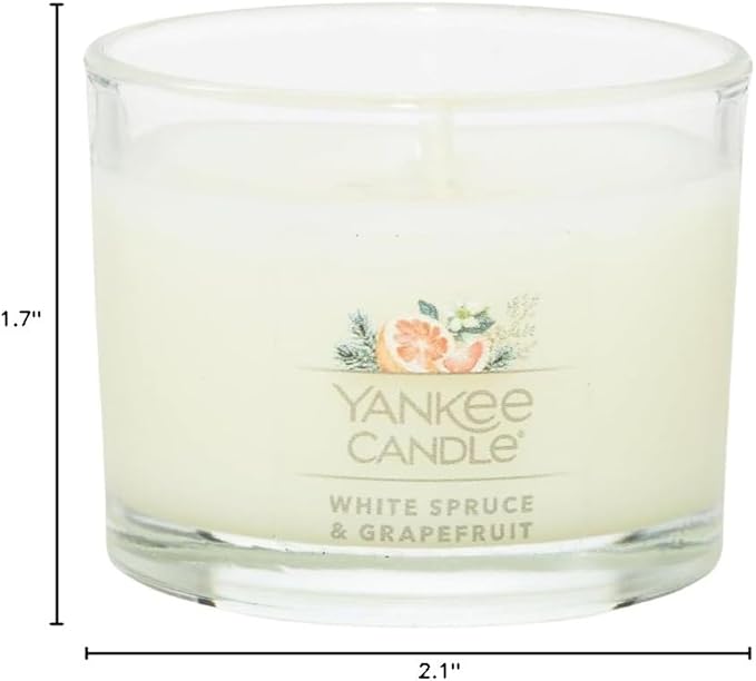 Yankee Candle Signature Votive Mini Candle Jar, White Spruce & Grapefruit Scent, Natural Soy Wax Blend Candle with Natural Fiber Wick, 1.3 OZ Glass Jar (Pack of 12)