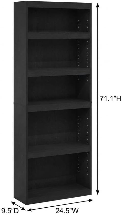 Furnifact Blackwood 5-Tier Shelf Bookcase with Ample Storage, Sturdy Wooden Construction, Modern Rustic Design, Ideal for Living Room or Office Storage