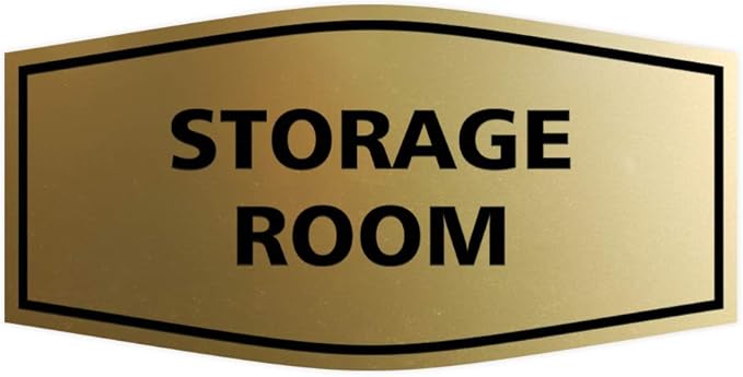 Signs ByLITA Fancy Storage Room Sign (Brushed Gold) - Small 5 Pack