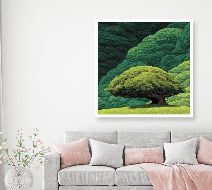 Diamond Art Kits for Adults Tree Diamond Painting Kit Plant, DIY Crafts for Adults 5D Full Square Drill Gem Art Rhinestone Embroidery Painting Kit for Wall Decor, Birthday Girl 19.7x19.7 Inch 7-XW68