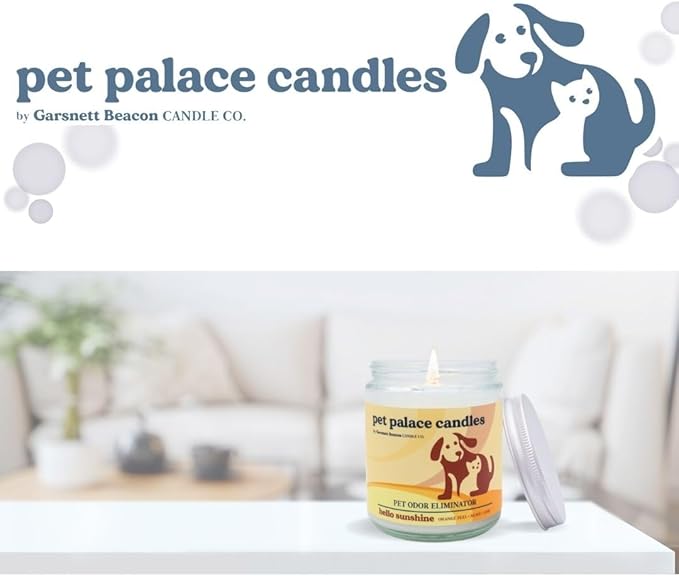 Pet Palace Candles - Odor Eliminator Candle, Incredible Scents - 100% Soy - Neutrolizer Eliminates Odors from Pets, Smoke, Urine, and More. Eco-Friendly and Non-Toxic (Hello Sunshine)