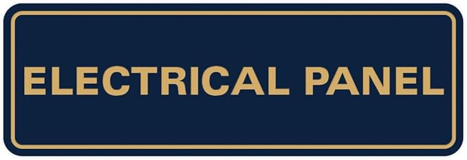 All Quality Standard Electrical Panel Wall or Door Sign - Durable Material | Clear and Functional Sign | Easy Installation‌ - Navy Blue/Gold - Small (5 Pack)