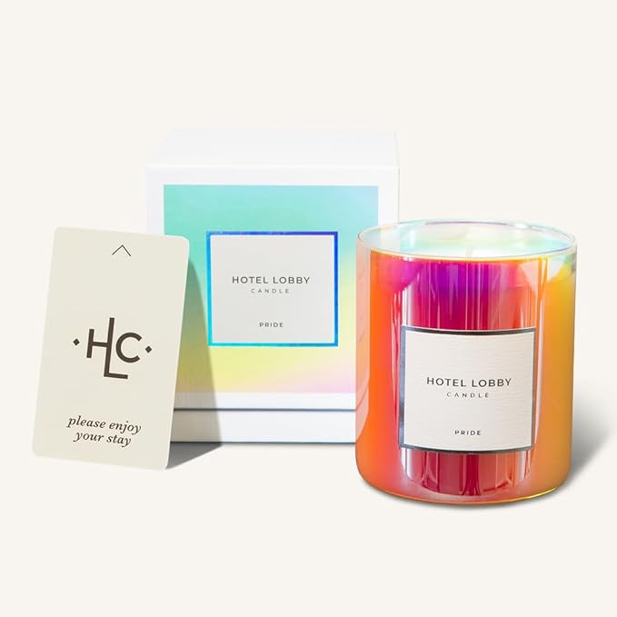 Hotel Lobby Pride Candle – Hand-Poured 9.75oz 100% Soy Wax with Tropical Citrus, Passionfruit, Crystallized Ginger, Spun Sugar, and Solar Musk – Paraffin-Free, 65-Hour Non-Toxic Burn