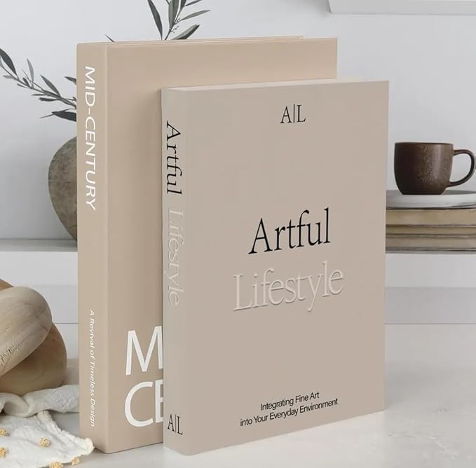 Decorative Books for Home Decor,2 Pcs Modern Minimalist Faux Book for Home Decoration,Coffee Table Decor,Living Room Aesthetic Accent (E4)